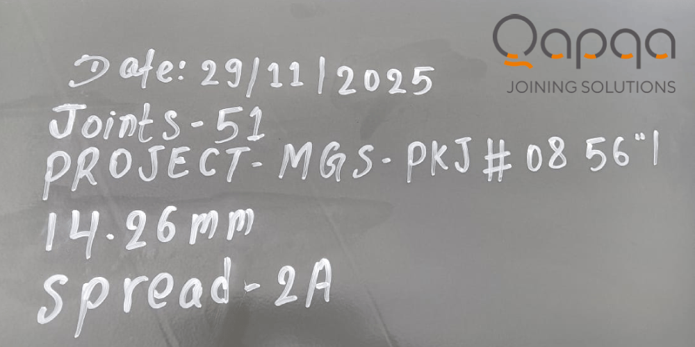 51 welded joints in a single shift with six (6) of our Qapqa PWT auto Welding stations  on mgs3