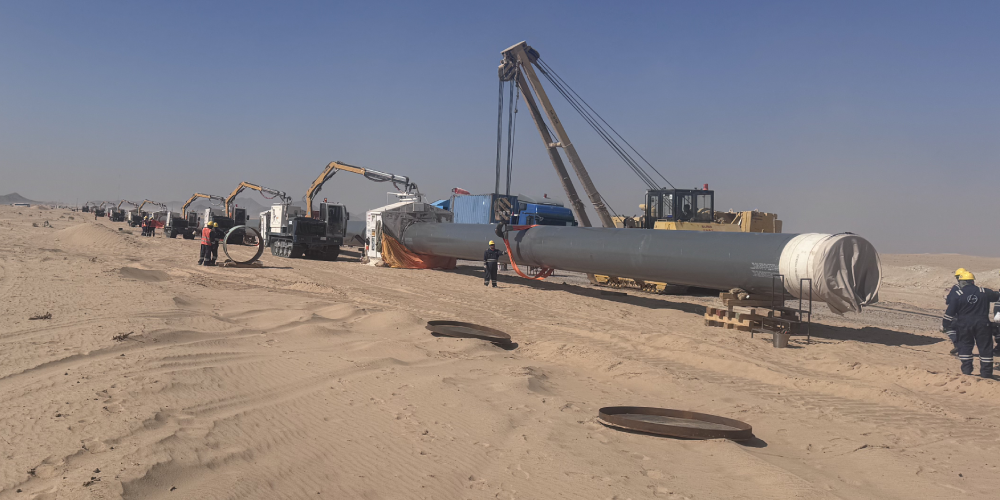 automatic welding managed 61 welded joints for pipeline infrastructure project MGS3 on 56 inch pipe